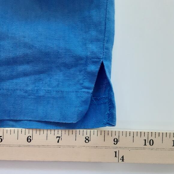 Vintage 100% Linen Wide Leg Trousers Crop Blue Elastic Waist Pedal Pushers 18W - Picture 13 of 13